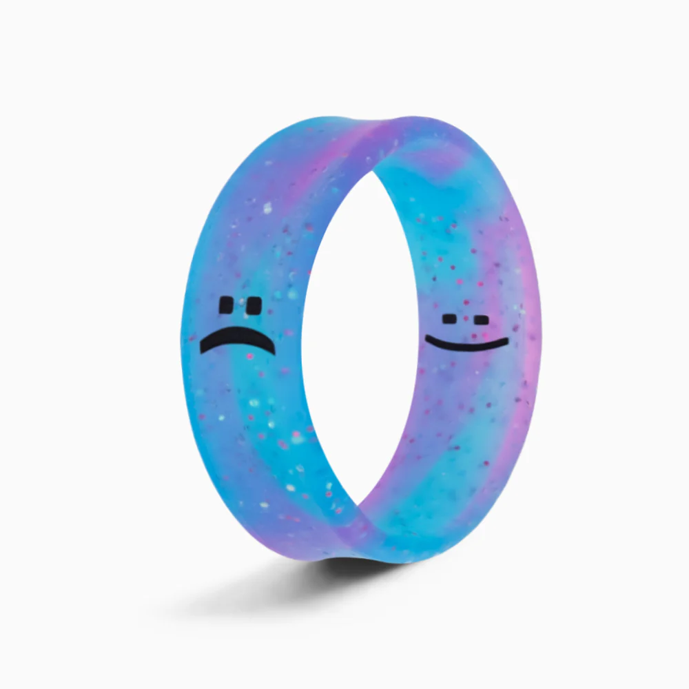Flip Reversible smile / frown ring galaxy sparkle - Image 2