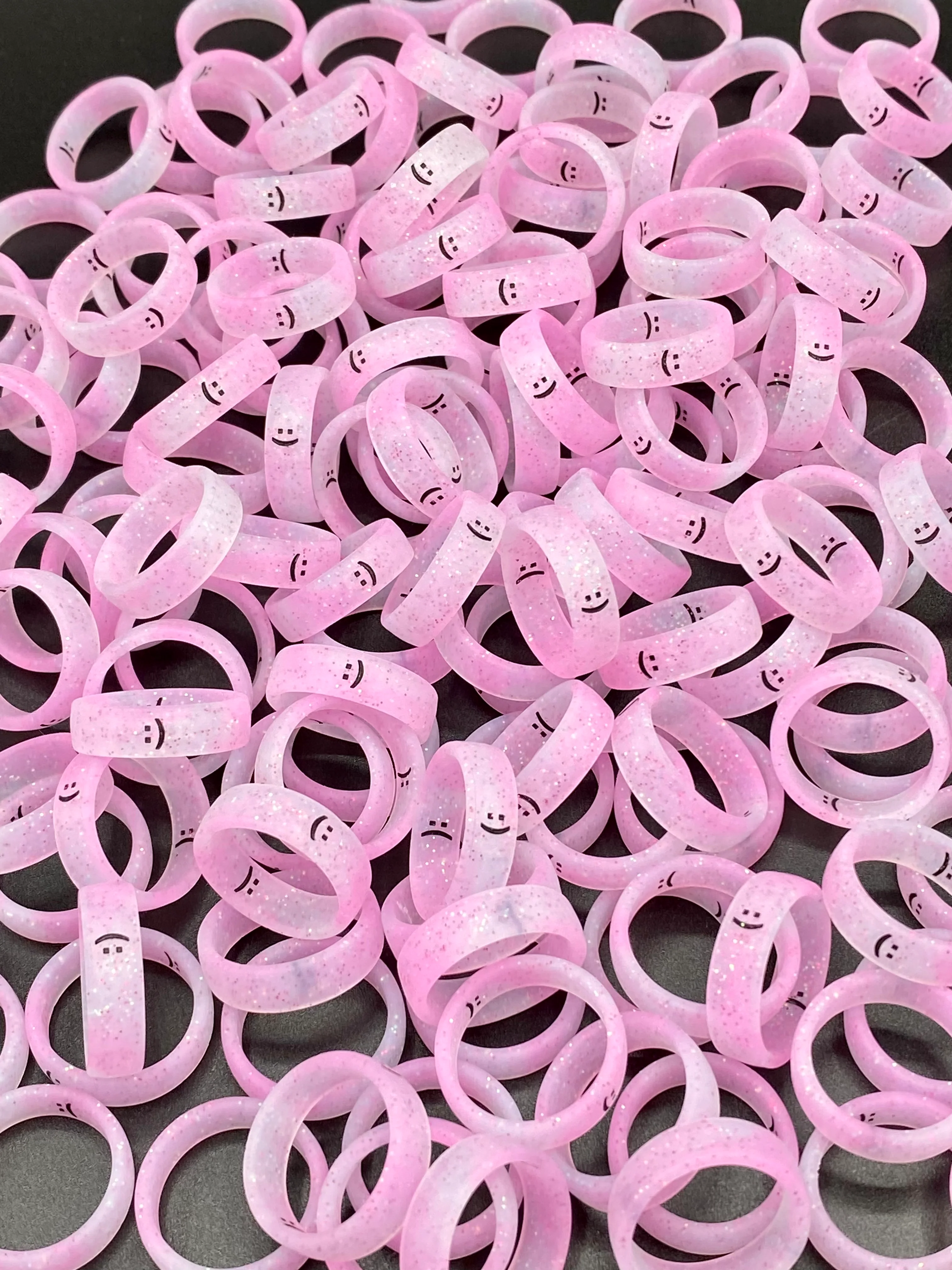 Flip Reversible smile / frown ring cotton candy sparkle - Image 3